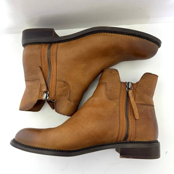 Franco Sarto Women’s Leather Side Zip Almond Toe Ankle Boots Size 9.5 Brown - Picture 8 of 10